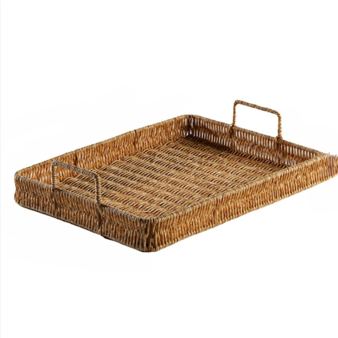 Bandeja Retangular de Vime Artesanal com Alça