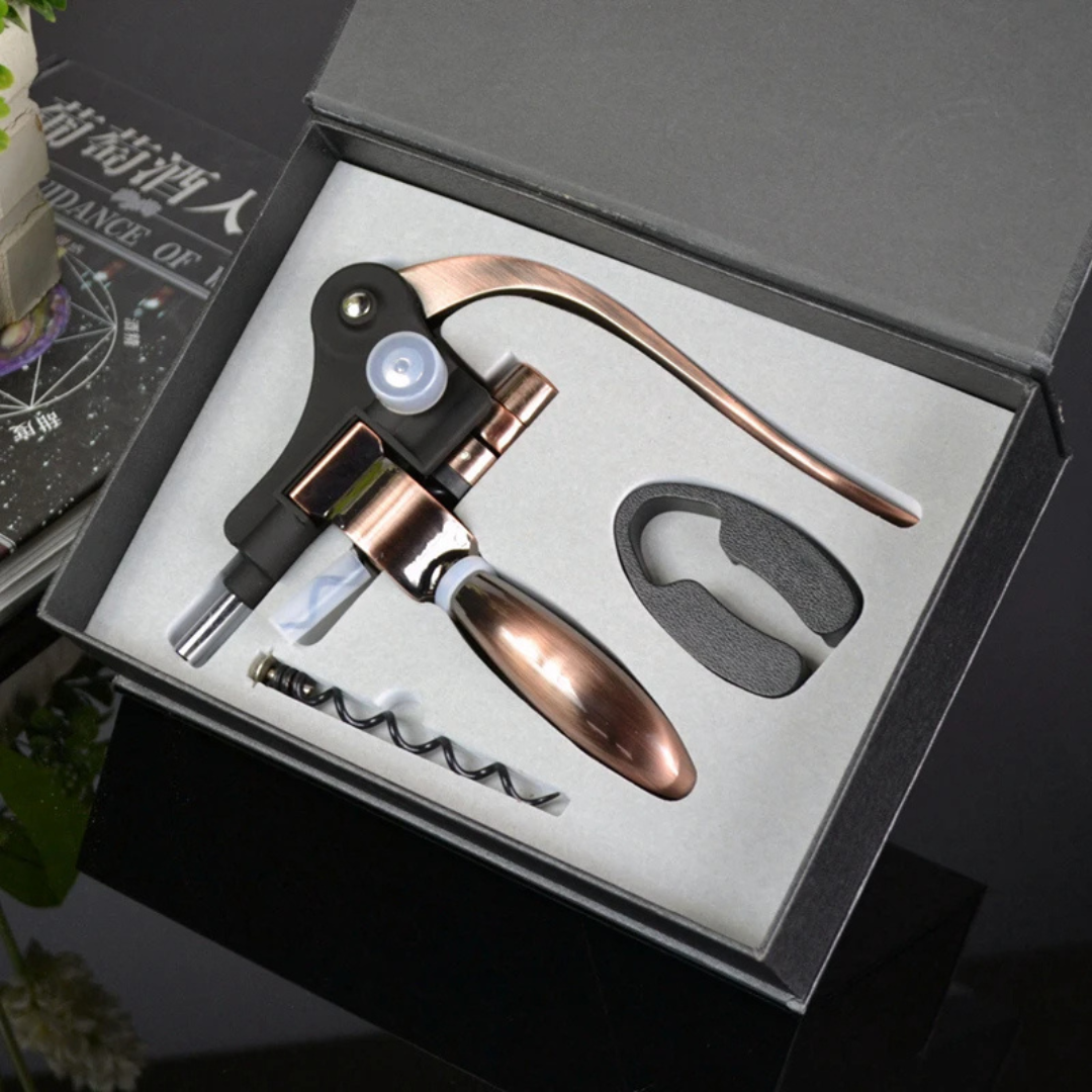 Kit Abridor de Vinho Profissional com Saca-Rolhas em Forma de Coelho Bronze