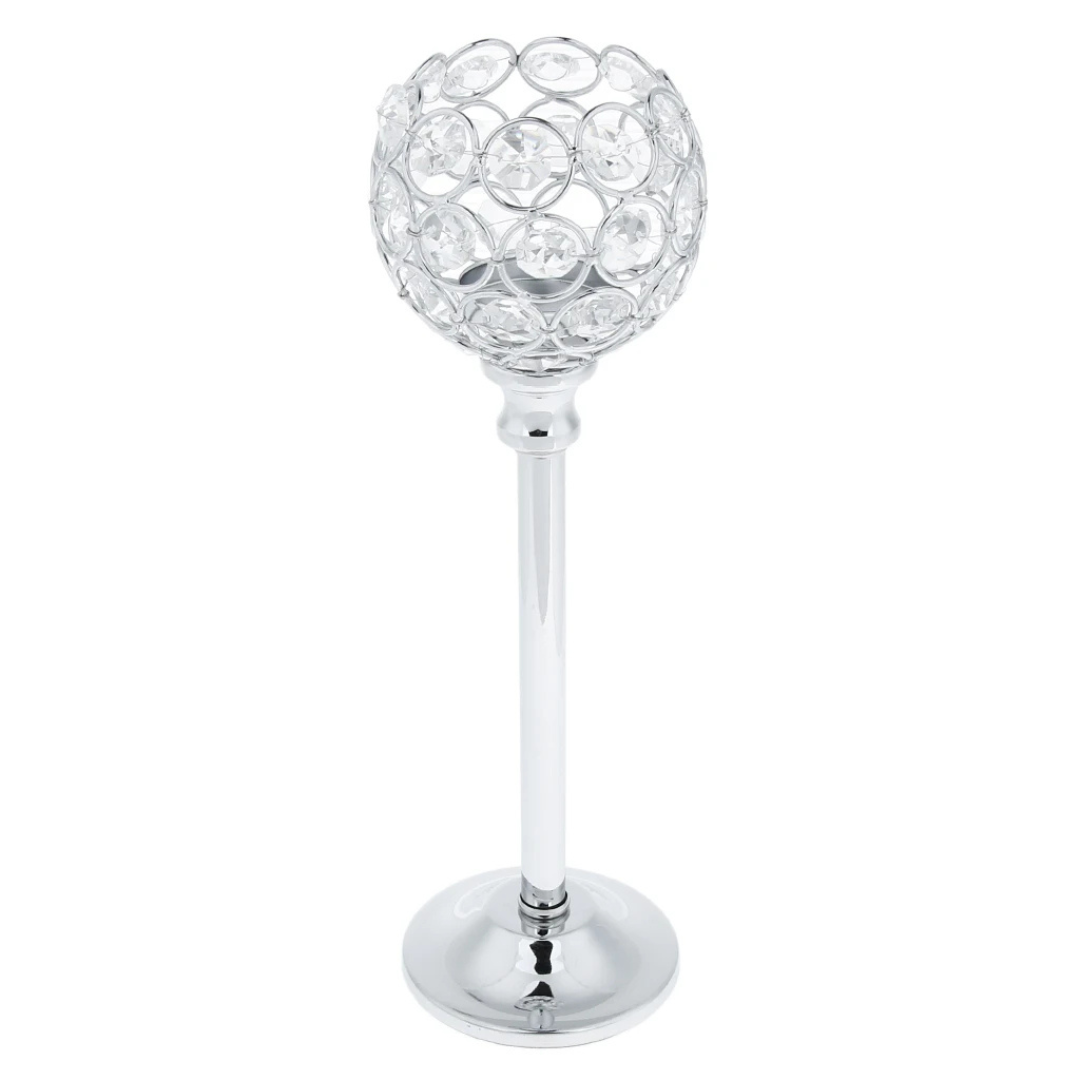 Castiçal de Cristal com Base Metálica para Jantar e Decoração