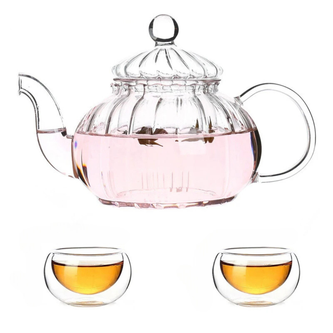 Bule de Chá em Vidro com Infusor em Formato Abóbora 600ml