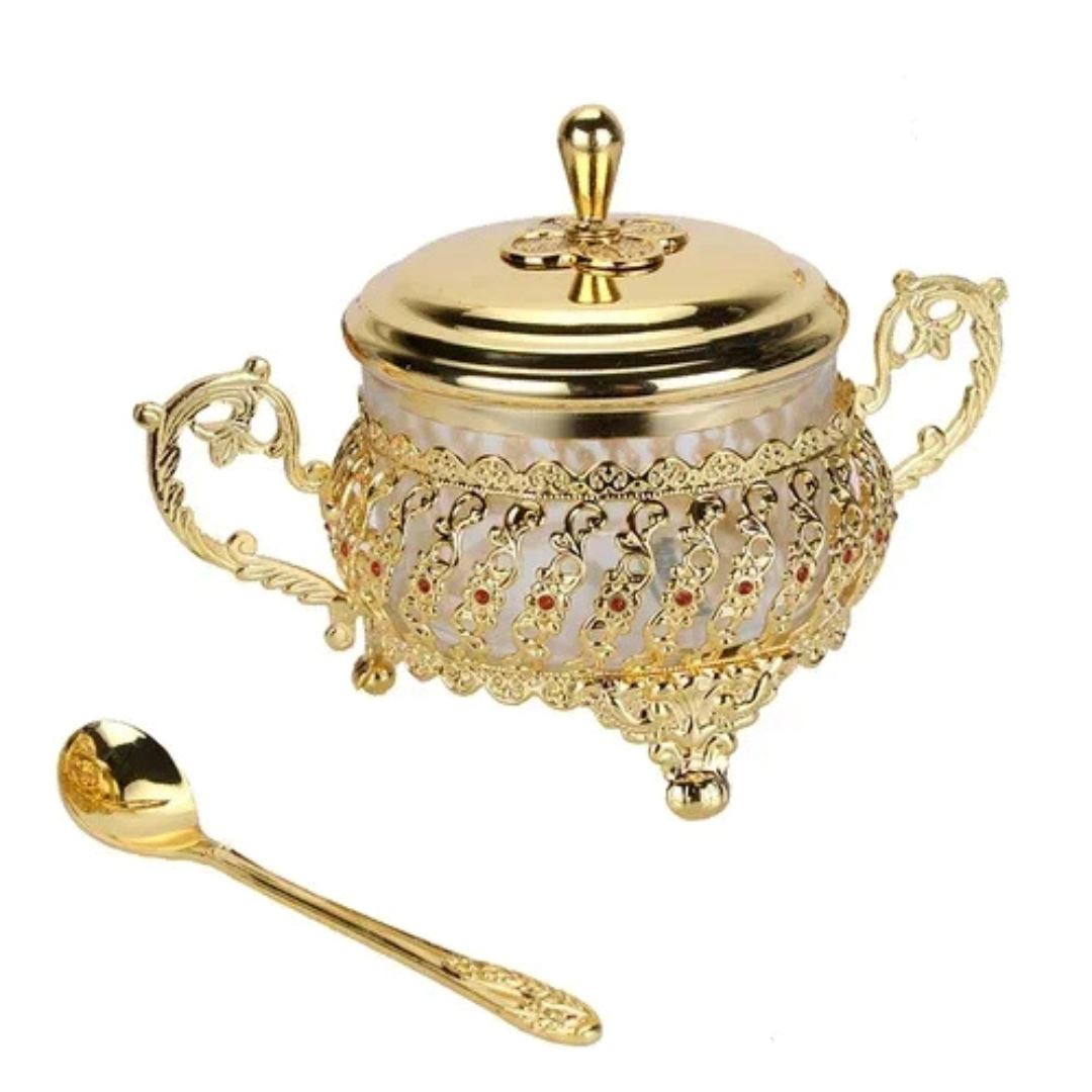 Açucareiro Dourado de Vidro - Luxo e Elegância Linha Premium001 Cozinha com Estilo