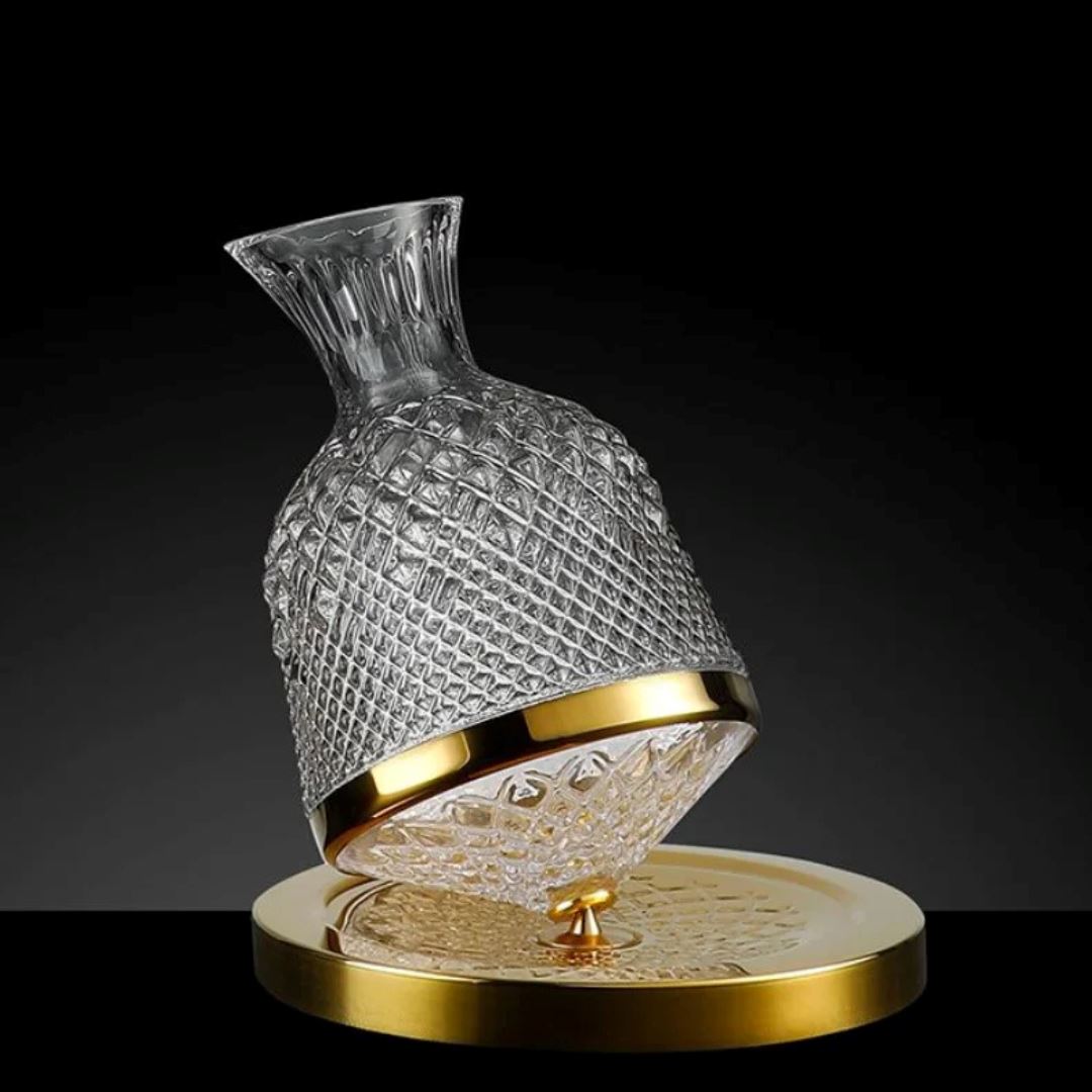 Aerador de Vinho Giratório em Cristal - Elegância em Rotatividade Vinho018 Cozinha com Estilo Dourado