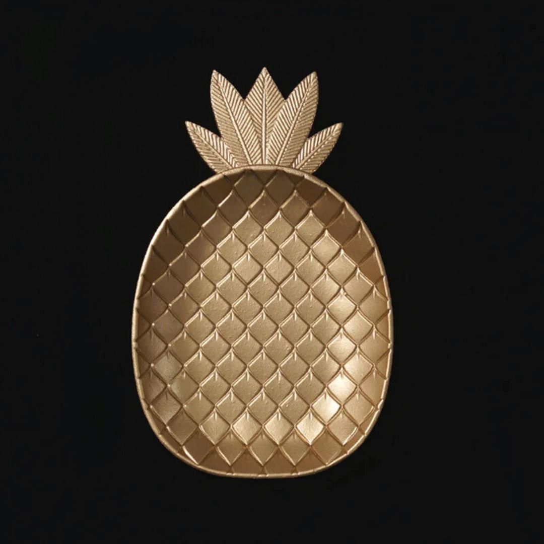 Bandeja de Madeira Abacaxi Dourado - Elegância Funcional Mesa Posta020 Cozinha com Estilo Estilo 3 (30xmx19xm)