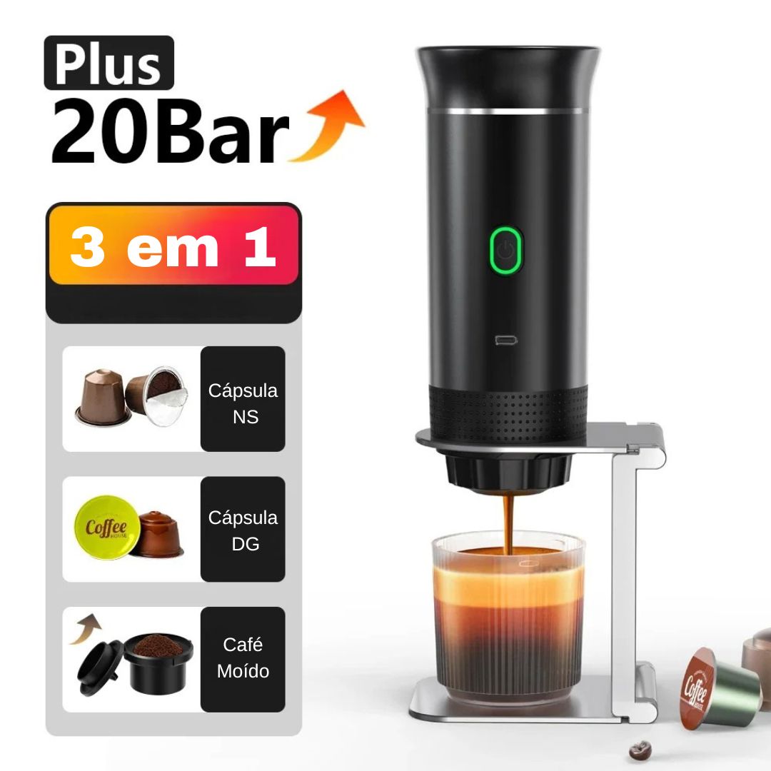 Cafeteira Expresso Portátil USB 3 em 1 – Máquina de Café com Aquecimento Sem Fio para Casa e Viagem Utilidades022 Cozinha com Estilo