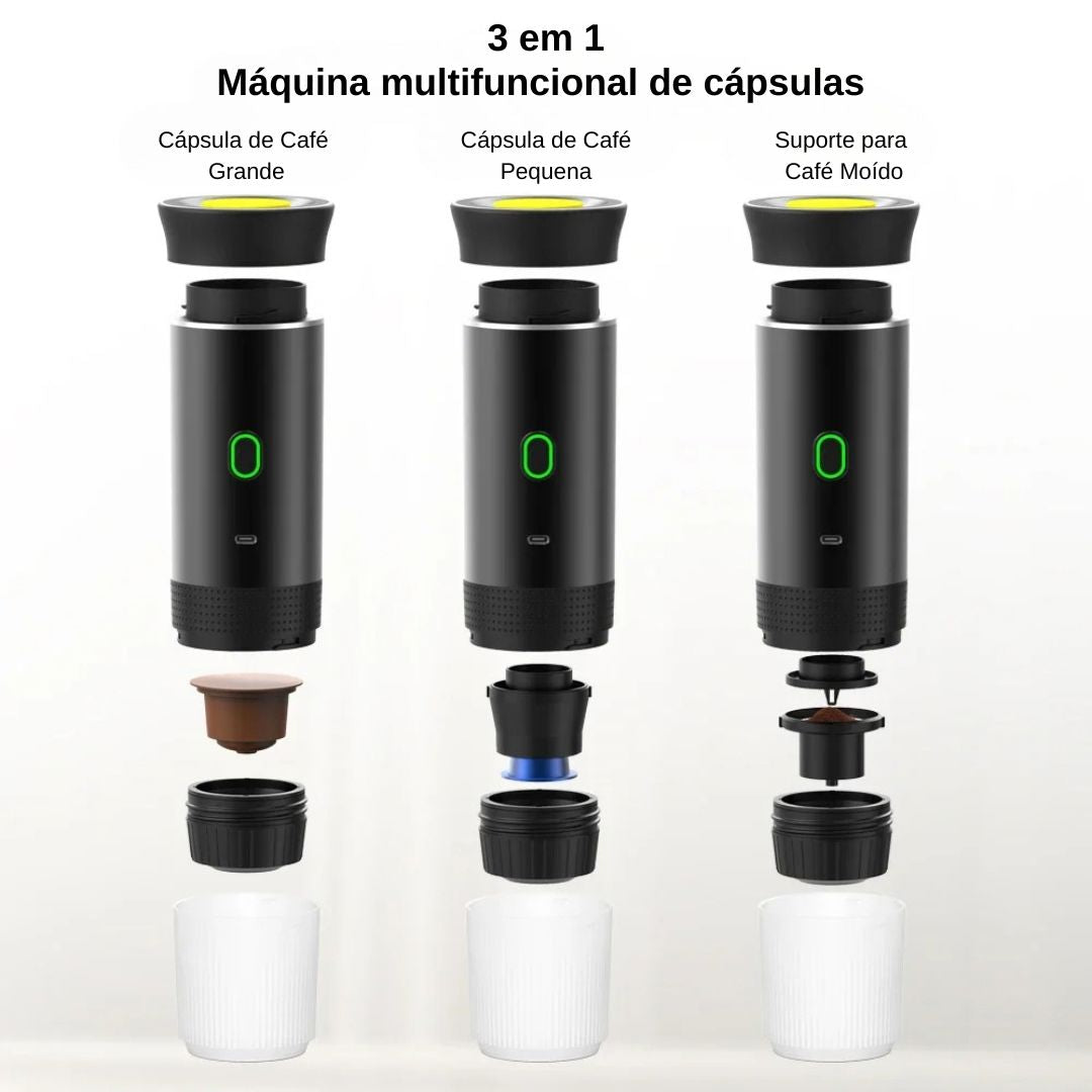 Cafeteira Expresso Portátil USB 3 em 1 – Máquina de Café com Aquecimento Sem Fio para Casa e Viagem Utilidades022 Cozinha com Estilo