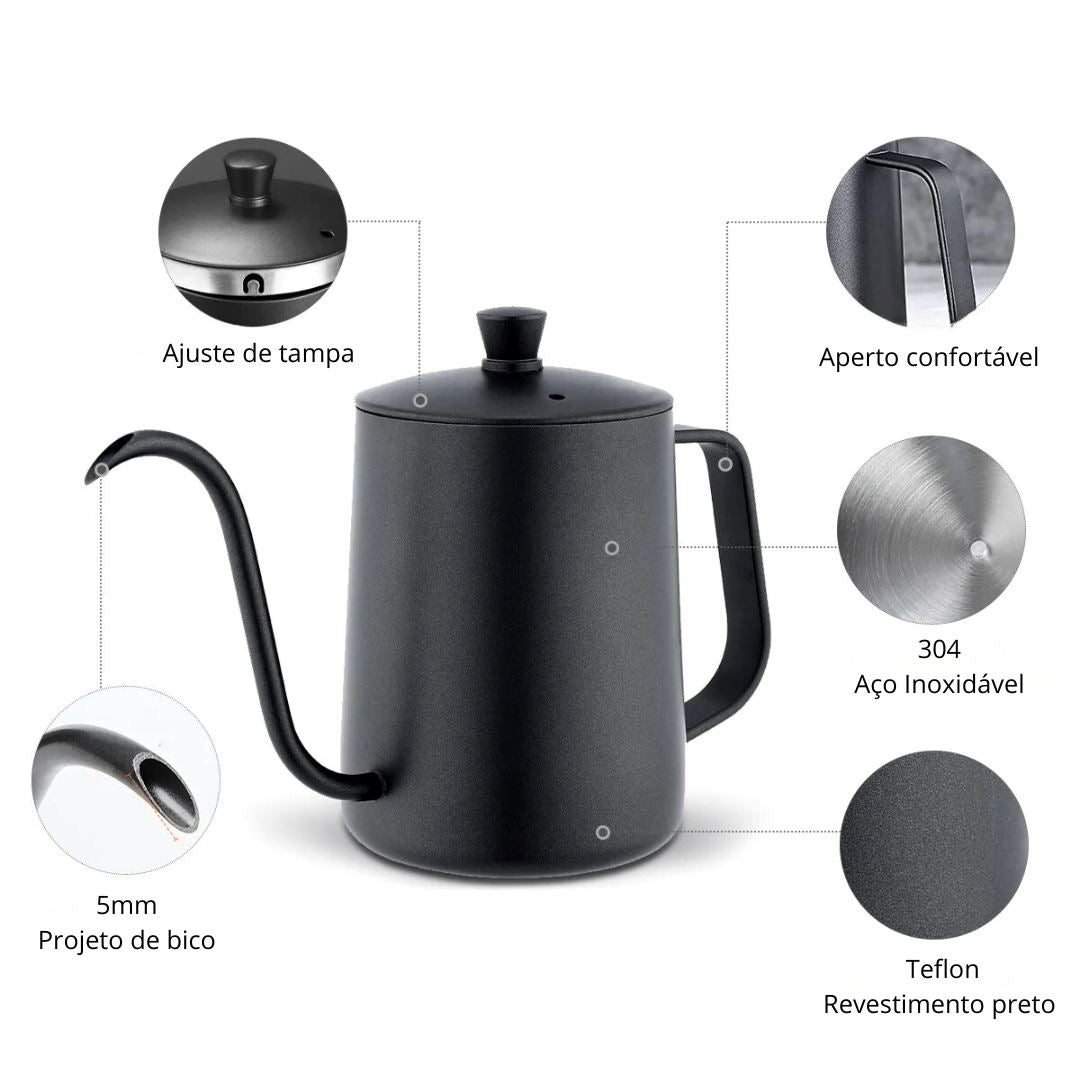 Chaleira de Café em Aço Inoxidável com Bico de Precisão Forno e Fogão003 Cozinha com Estilo