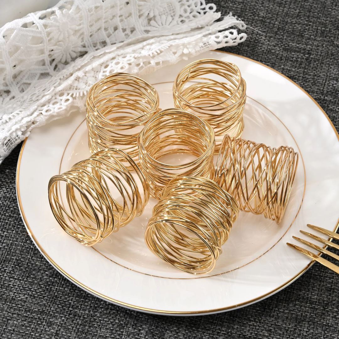 Conjunto 4 Peças de Anéis para Guardanapo Malha de Arame - Decoração para sua Mesa Mesa Posta030 Cozinha com Estilo