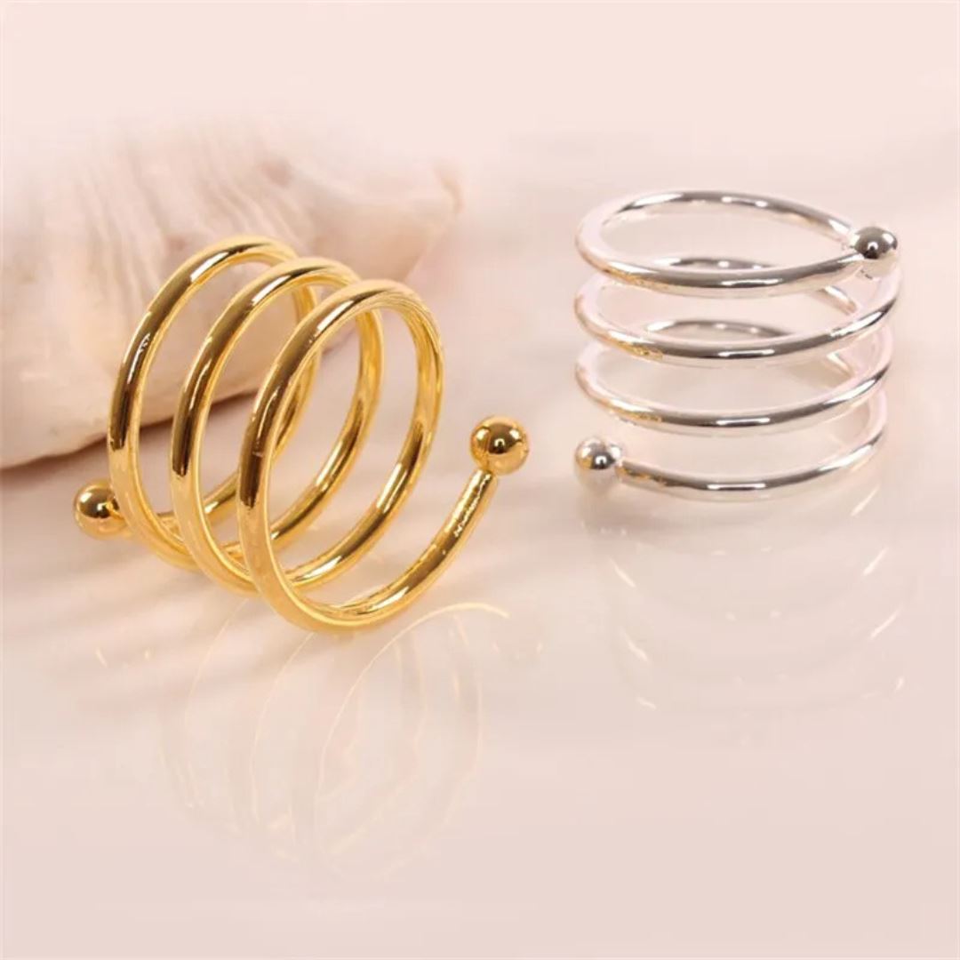 Conjunto de 8 Anéis de Guardanapo em Espiral Dourado - Elegância para sua Mesa Mesa Posta027 Cozinha com Estilo