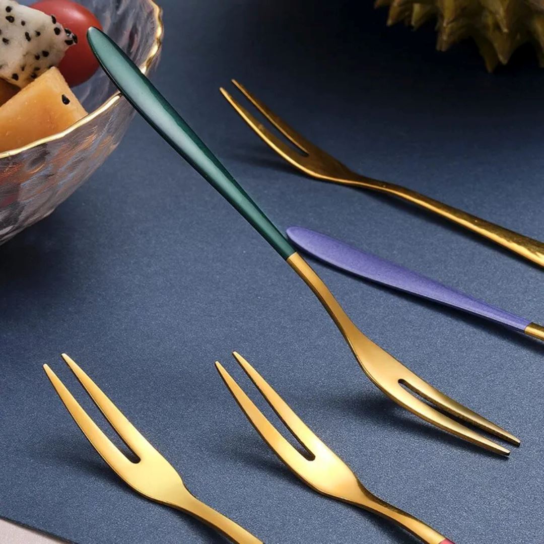 Conjunto de Garfos de Sobremesa em Aço Inoxidável - Talheres Elegantes para Festas e Cozinha Mesa Posta006 Cozinha com Estilo