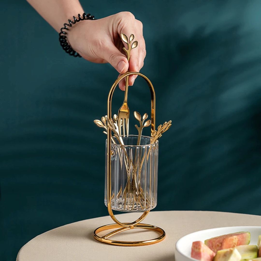 Conjunto de Garfos para Sobremesa com Suporte - Praticidade e Elegância para Sua Cozinha Mesa Posta036 Cozinha com Estilo