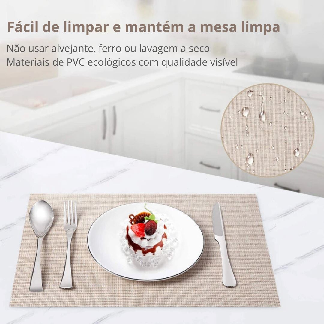 Conjunto de Jogo Americano Tecelagem de Bambu - Decoração para sua Mesa Mesa Posta043 Cozinha com Estilo