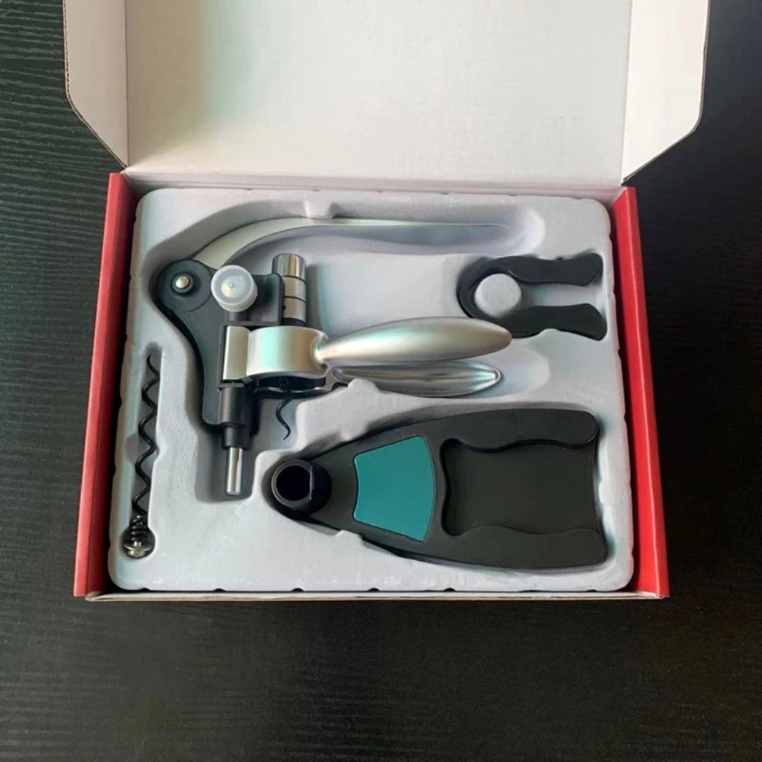 Conjunto Profissional de Abertura de Vinho - Abridor de Garrafa, Cortiça, Saca-Rolhas (Liga de Zinco) Cozinha com Estilo