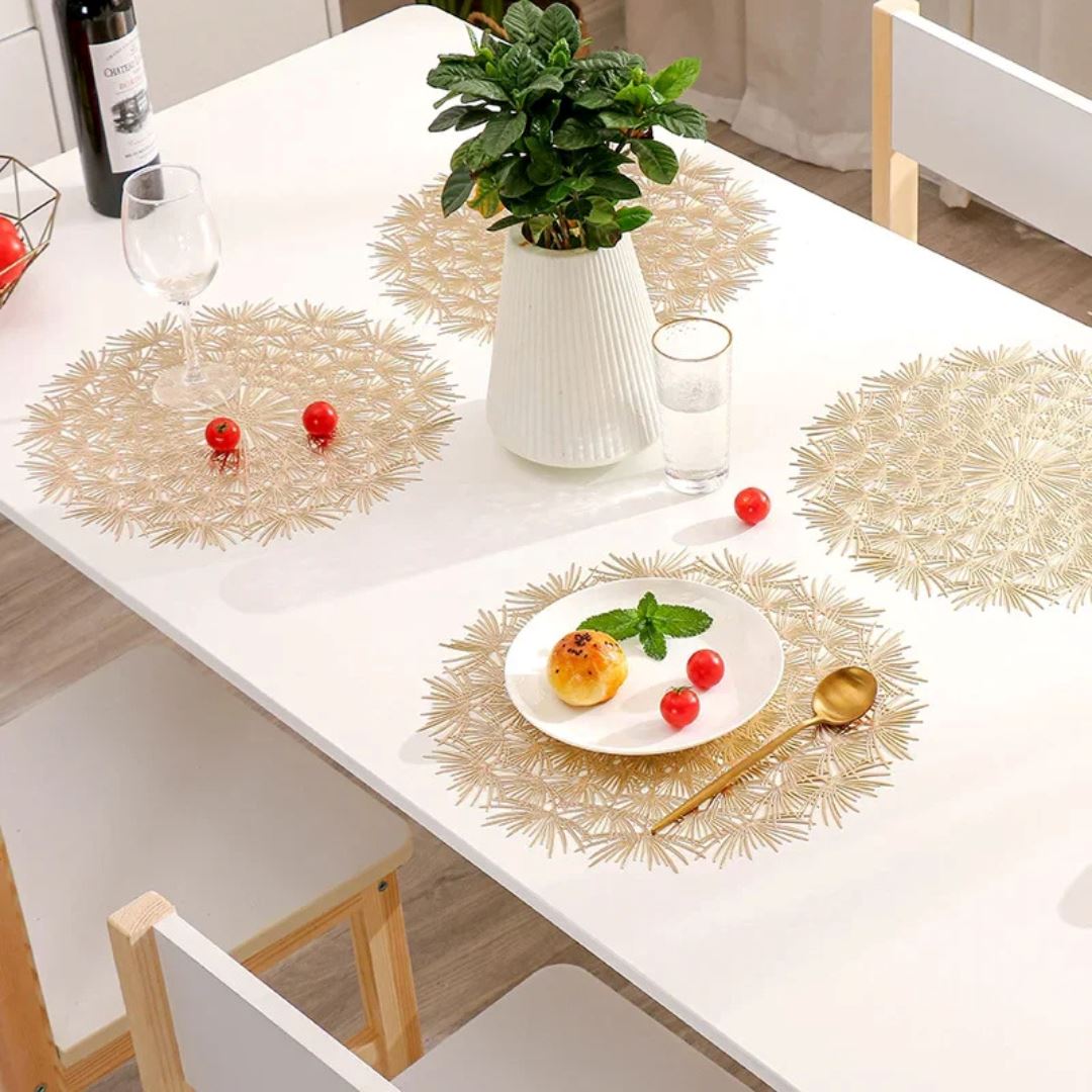 Jogo Americano Dourado Luxuoso - Decoração para sua Mesa de Jantar Mesa Posta040 Cozinha com Estilo