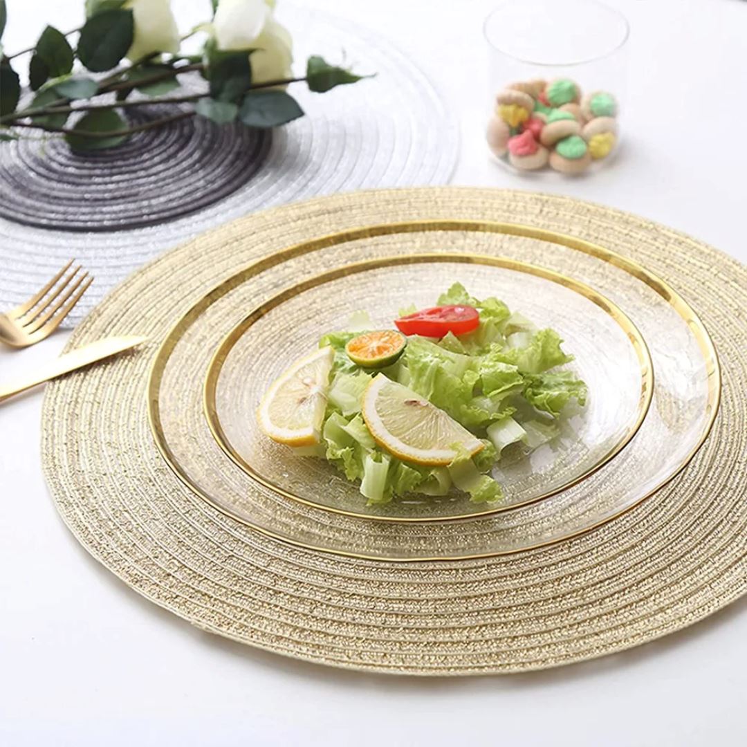 Jogo Americano Redondo Trançado 6 Peças - Mesa de Jantar Elegante Mesa Posta039 Cozinha com Estilo
