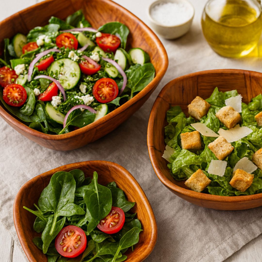 Kit Bowls Saladeira de Madeira Envernizada Quadrada Mesa Posta061 Cozinha com Estilo