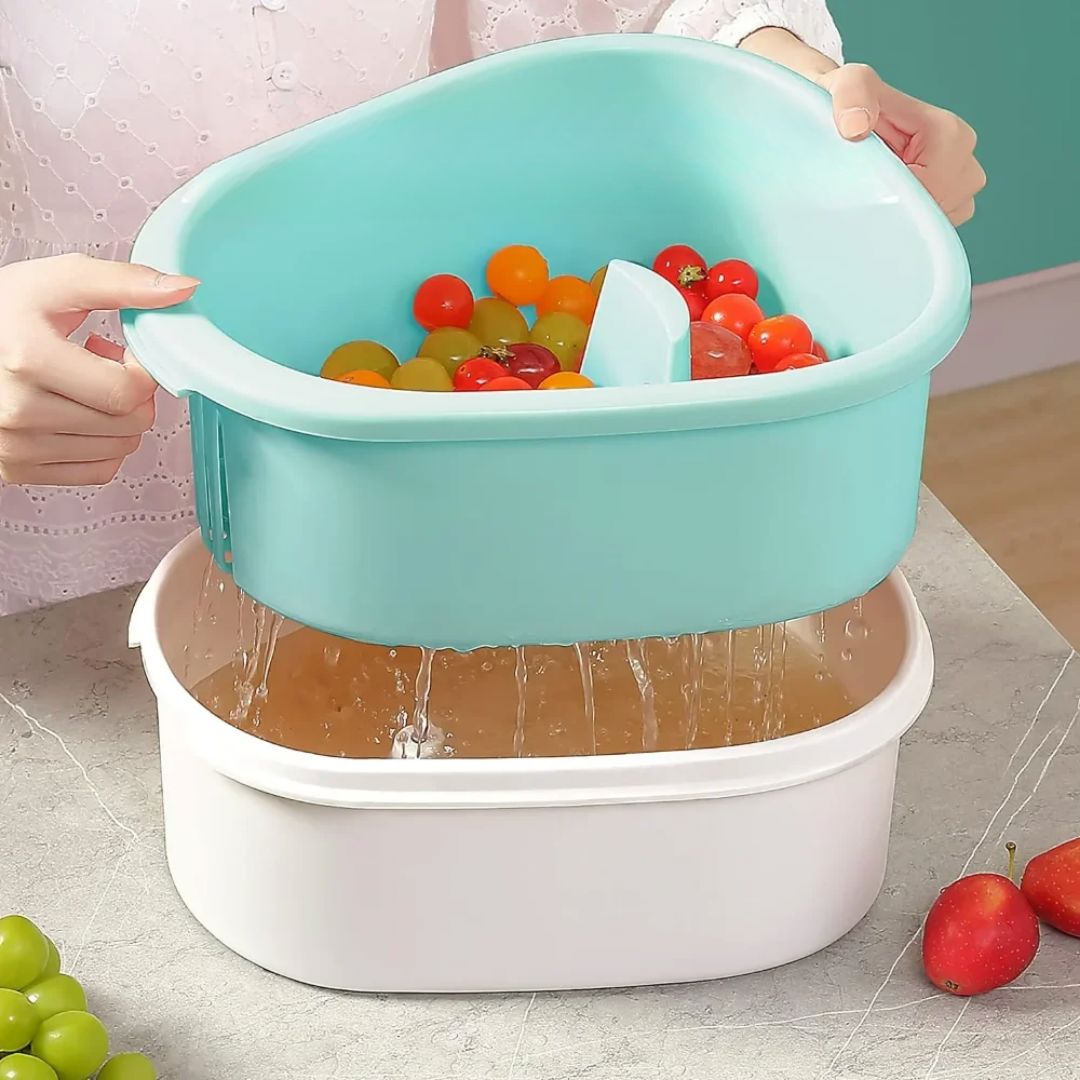 Lavadora de Frutas e Legumes com Escova Giratória e Escorredor Utilidades023 Cozinha com Estilo