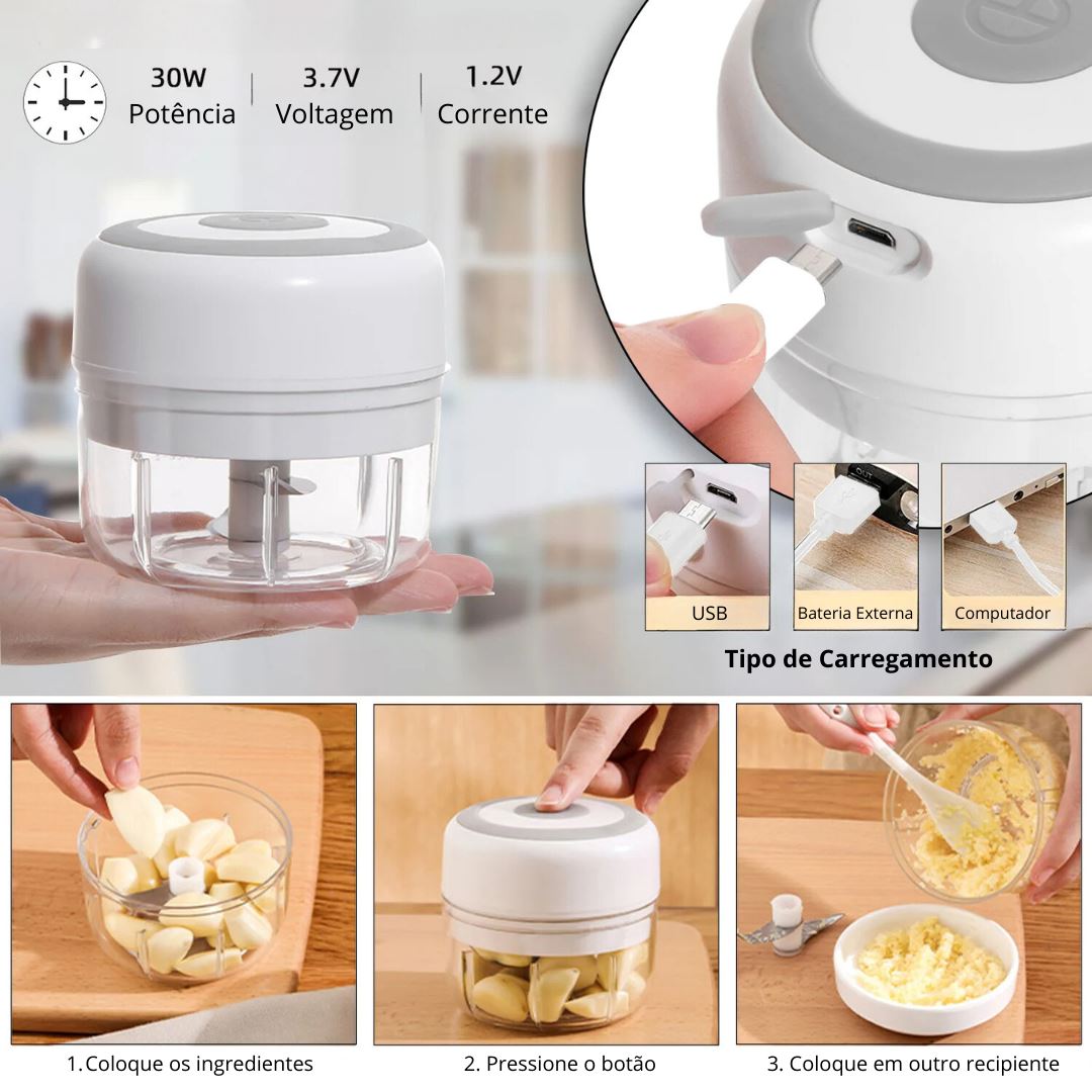 Mini Processador de Alimentos Elétrico Portátil - Triturador de Ingredientes Utilidades006 Cozinha com Estilo