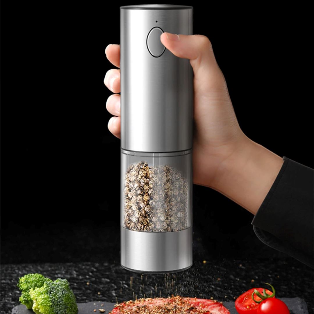 Moedor Elétrico de Pimenta e Sal Recarregável - Aço Inoxidável e Ajustável Forno e Fogão018 Cozinha com Estilo