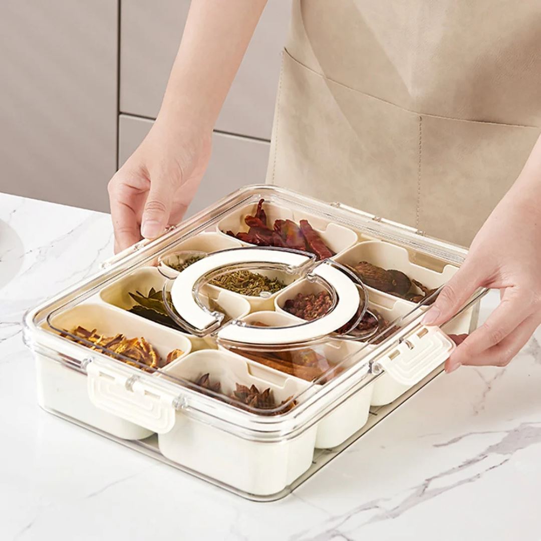 Organizador com Repartições Temperos e Aperitivos - Bandeja Multifuncional para Servir e Armazenar Organizador011 Cozinha com Estilo