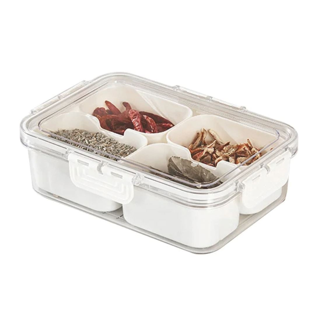 Organizador com Repartições Temperos e Aperitivos - Bandeja Multifuncional para Servir e Armazenar Organizador011 Cozinha com Estilo 4 Separações