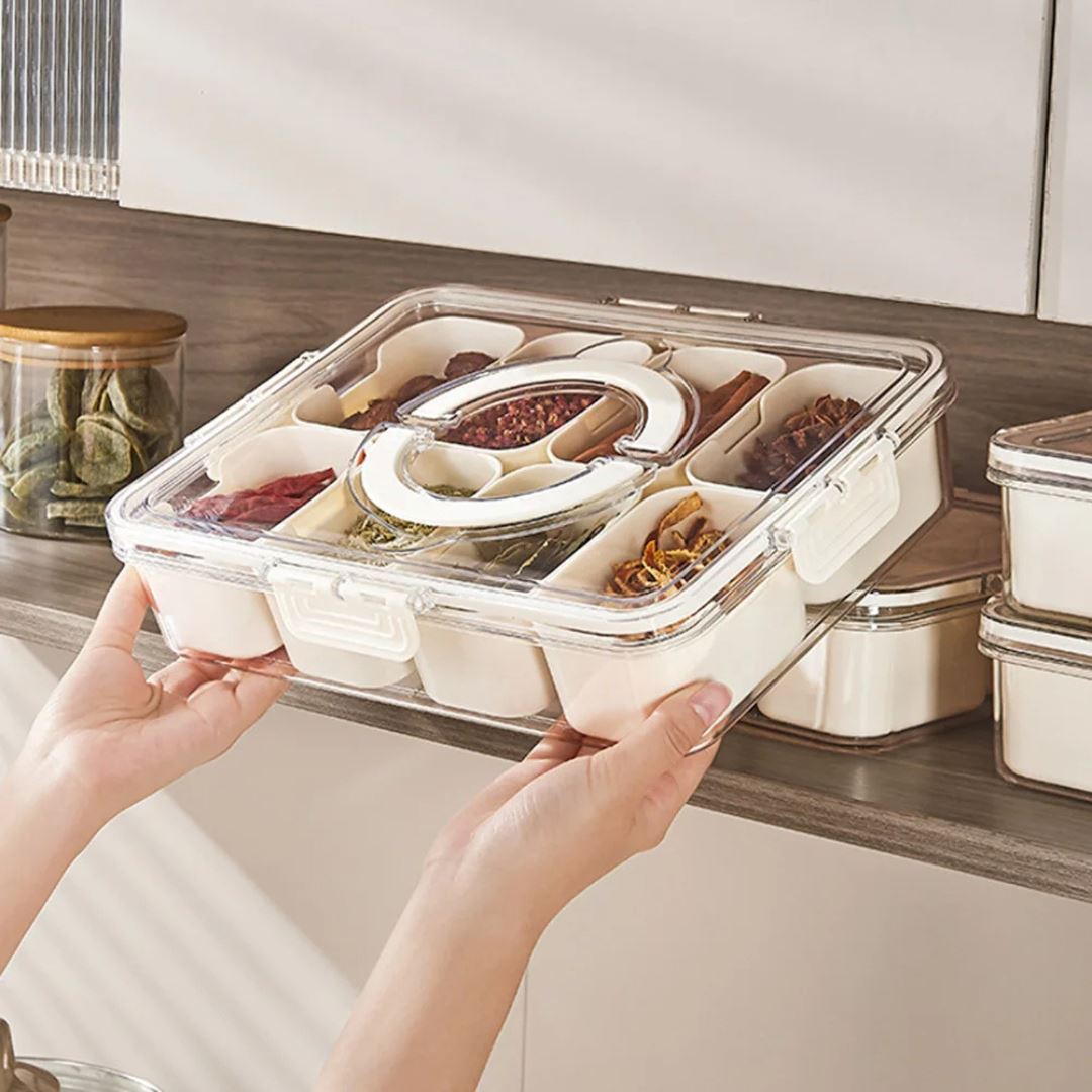 Organizador com Repartições Temperos e Aperitivos - Bandeja Multifuncional para Servir e Armazenar Organizador011 Cozinha com Estilo
