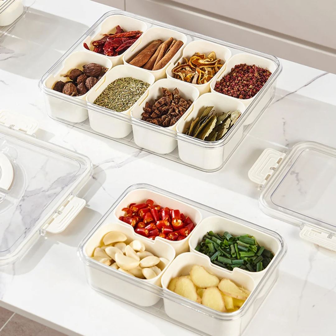 Organizador com Repartições Temperos e Aperitivos - Bandeja Multifuncional para Servir e Armazenar Organizador011 Cozinha com Estilo