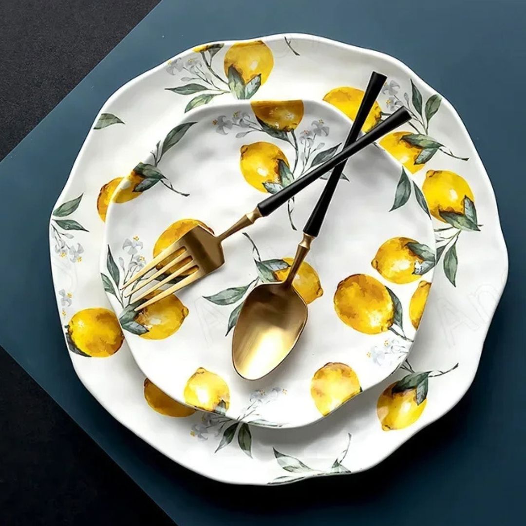 Prato de Cerâmica com Estampa de Limão Siciliano – Mais Estilo para sua Mesa Linha Premium049 Cozinha com Estilo
