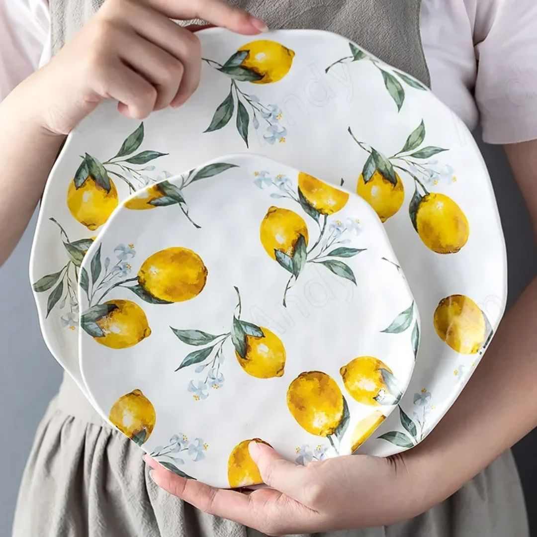 Prato de Cerâmica com Estampa de Limão Siciliano – Mais Estilo para sua Mesa Linha Premium049 Cozinha com Estilo