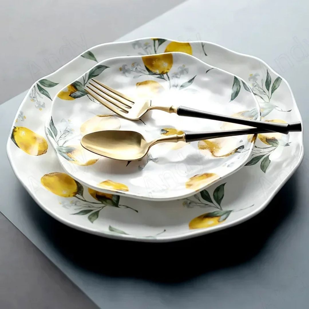 Prato de Cerâmica com Estampa de Limão Siciliano – Mais Estilo para sua Mesa Linha Premium049 Cozinha com Estilo