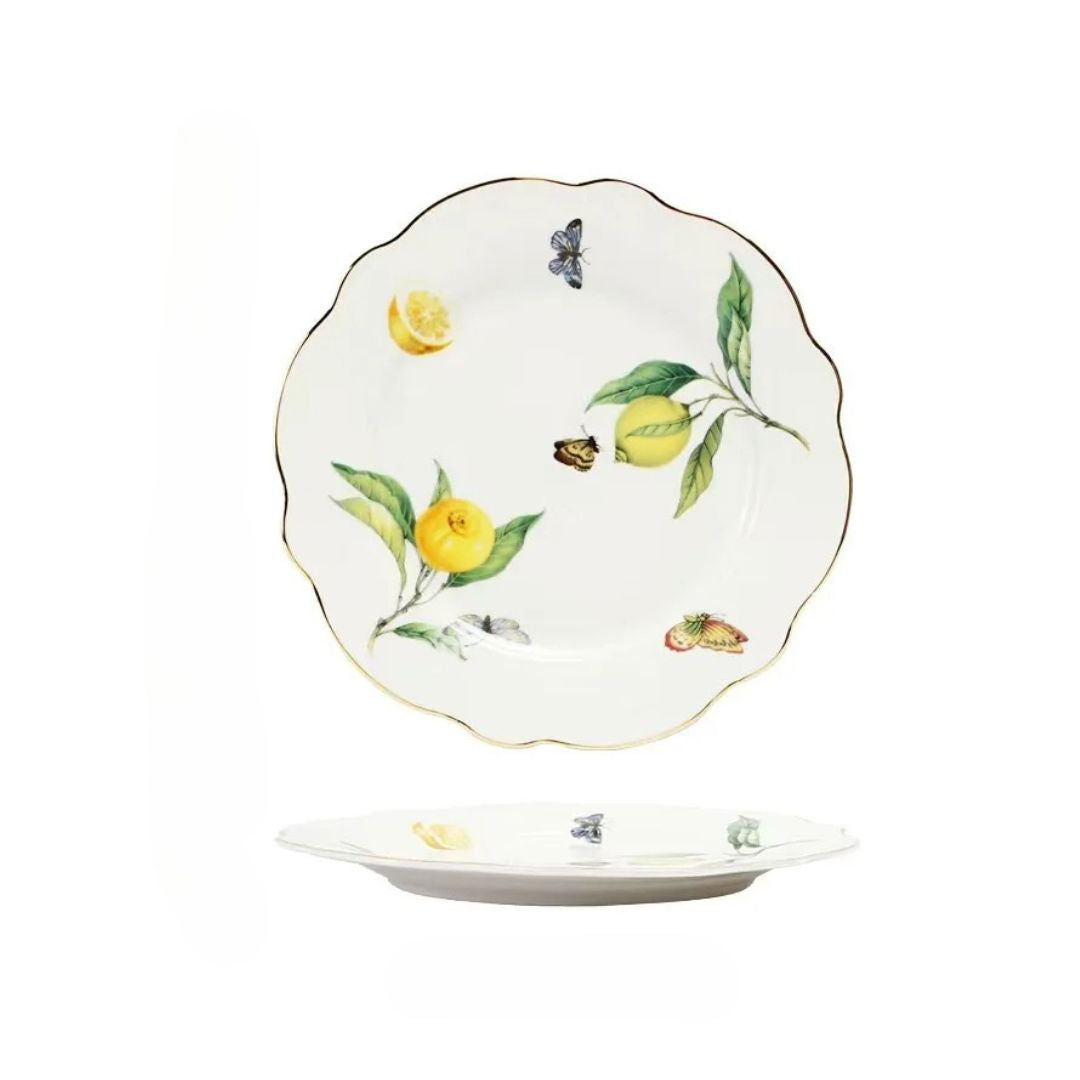 Prato Raso Pequeno Borda Dourada Linha Limão Frescor Linha Limão Frescor013 Cozinha com Estilo