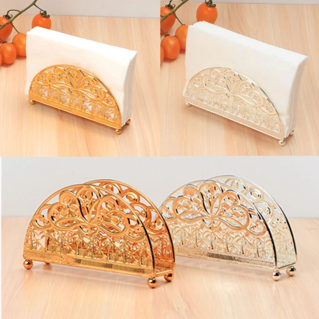 Suporte Elegante de Metal para Guardanapos - Estilo Retrô na Sua Mesa Mesa Posta016 Cozinha com Estilo