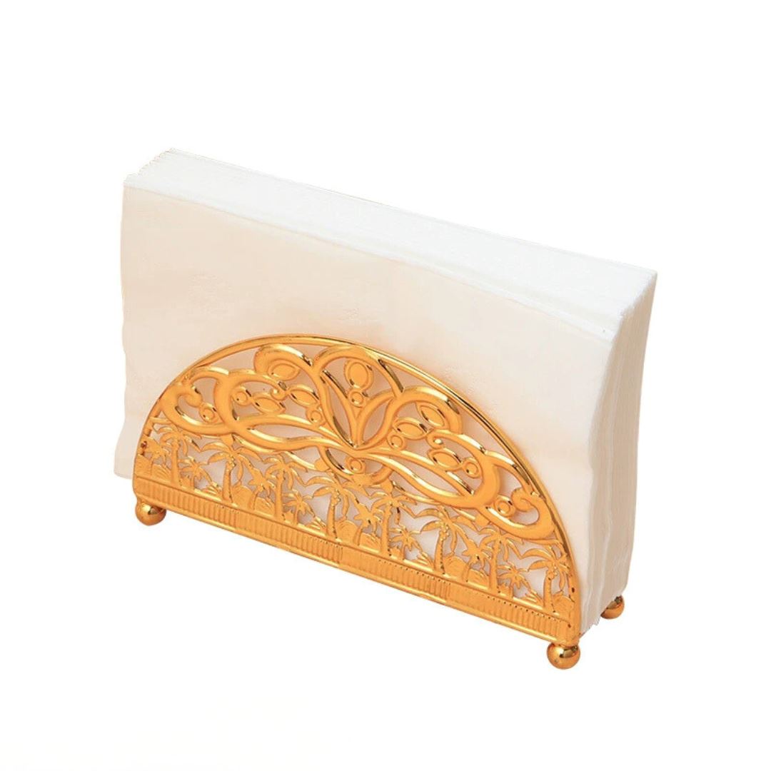 Suporte Elegante de Metal para Guardanapos - Estilo Retrô na Sua Mesa Mesa Posta016 Cozinha com Estilo Dourado