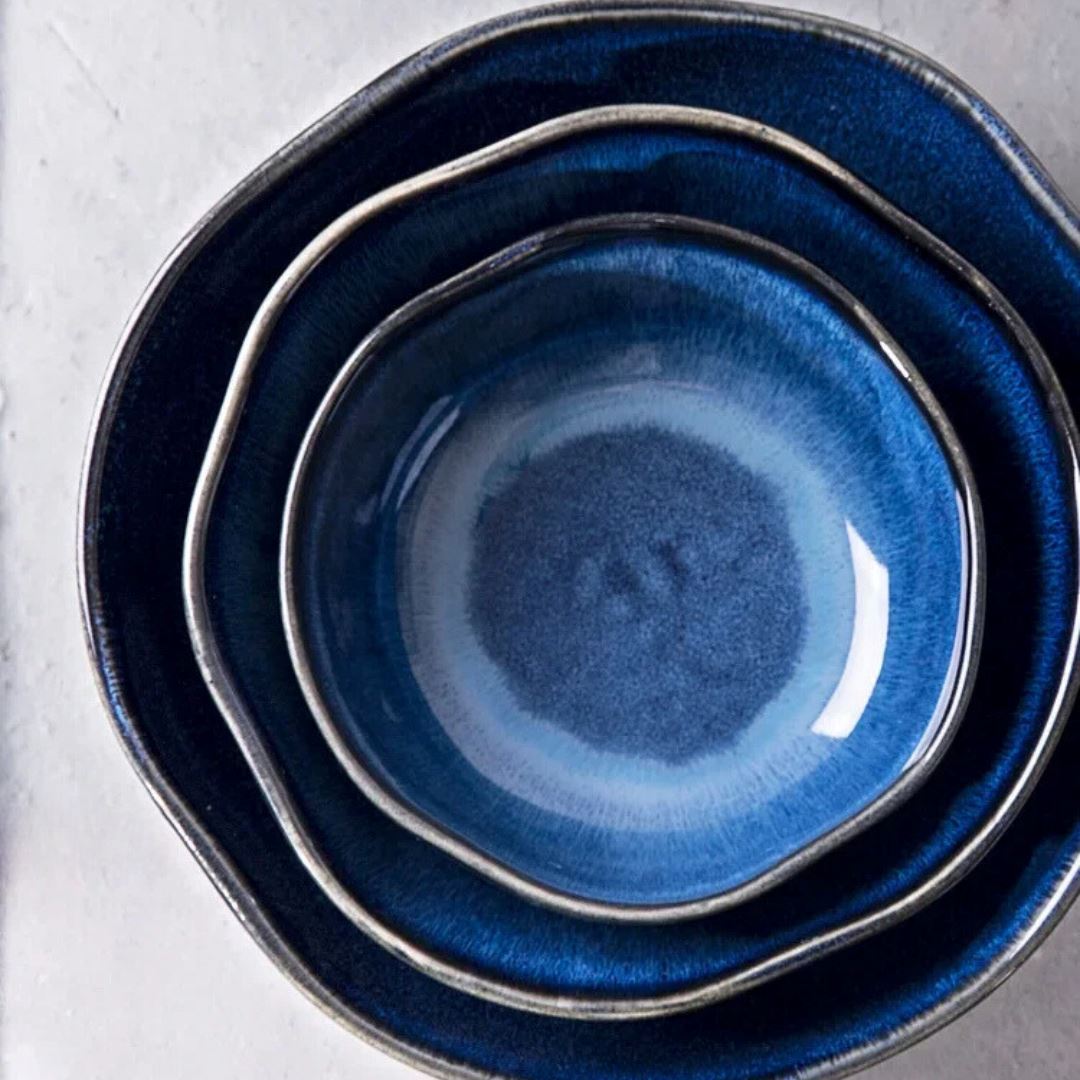 Tigela de Salada Cerâmica Azul - Elegantes e Ótima Capacidade para Servir Mesa Posta046 Cozinha com Estilo