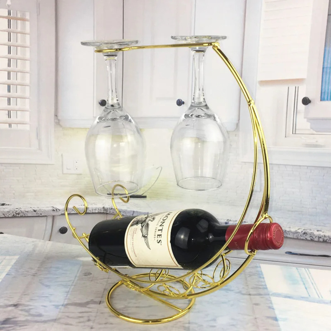 Suporte Criativo em Aço Inoxidável para Vinhos - Elegância para seu Bar