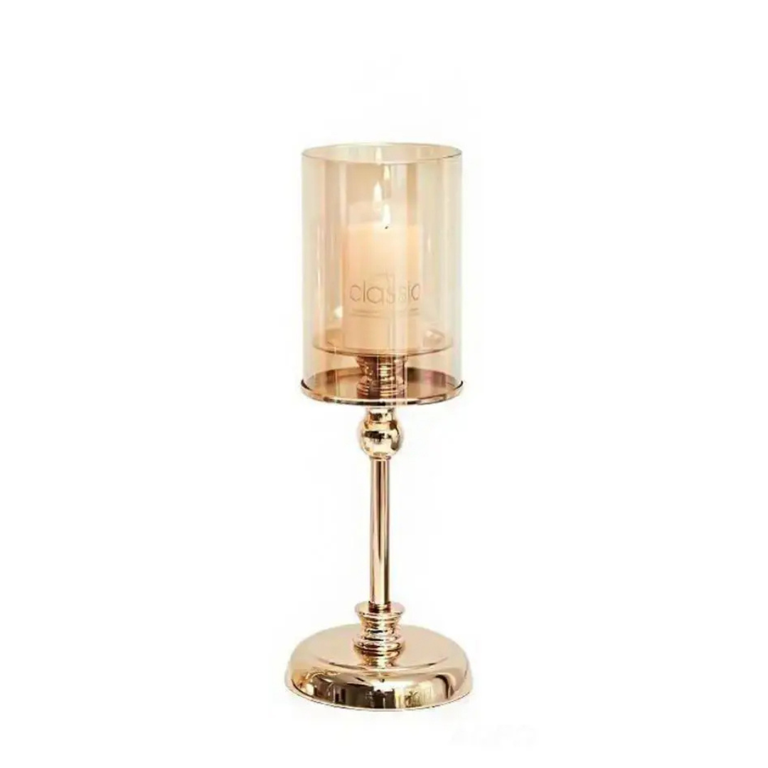 Suporte Dourado para Velas Vintage em Metal - Decoração Luxuosa