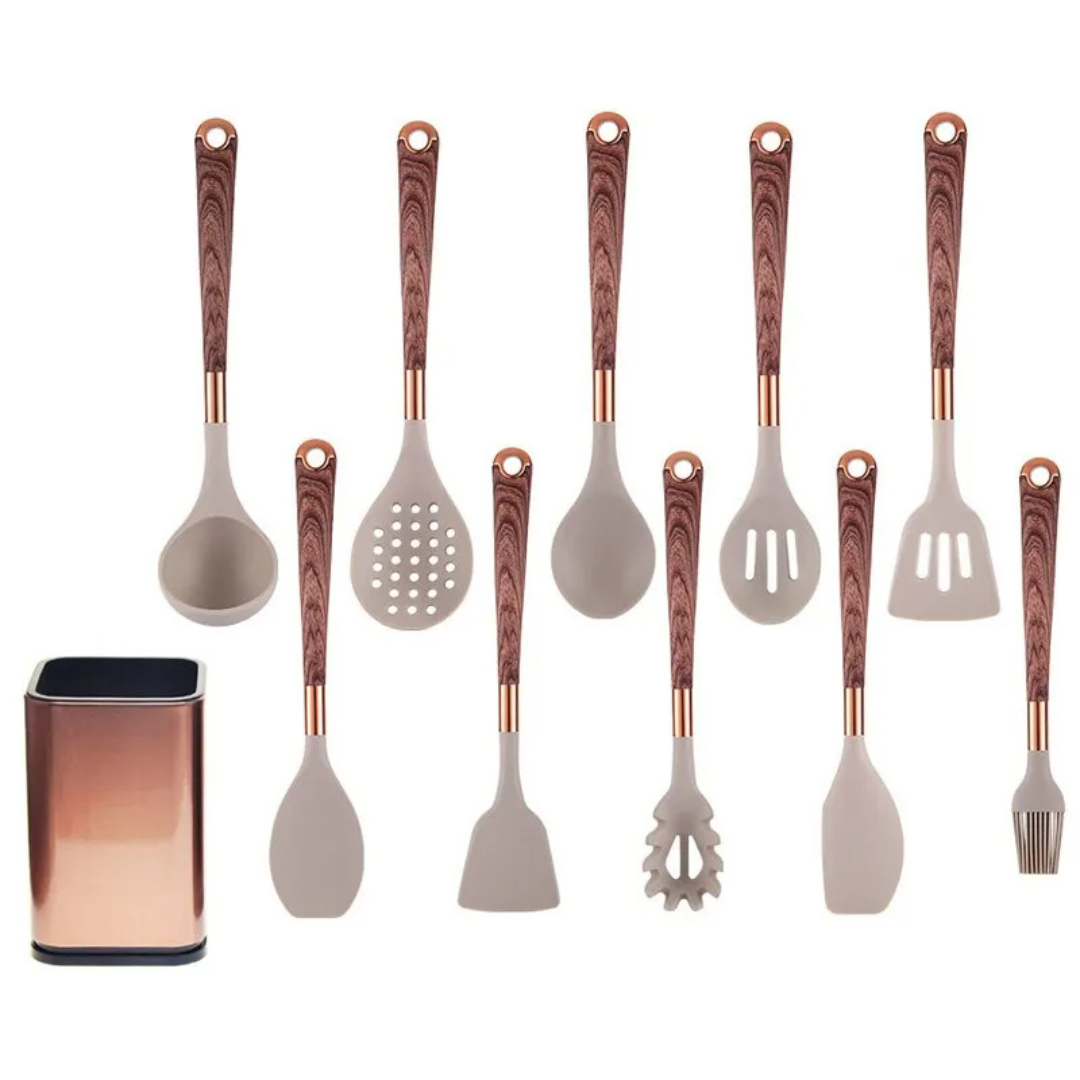 Kit de Utensílios Culinários de Silicone -  Resistente e Seguro para Panelas