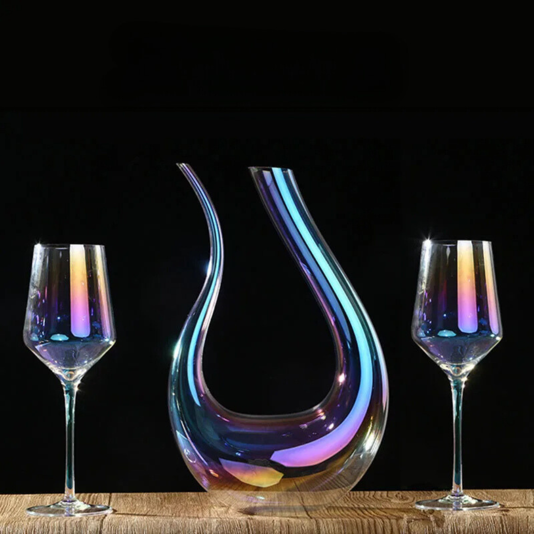 Conjunto Decanter e Taças Cristal Colorido - Para Celebrar com Estilo