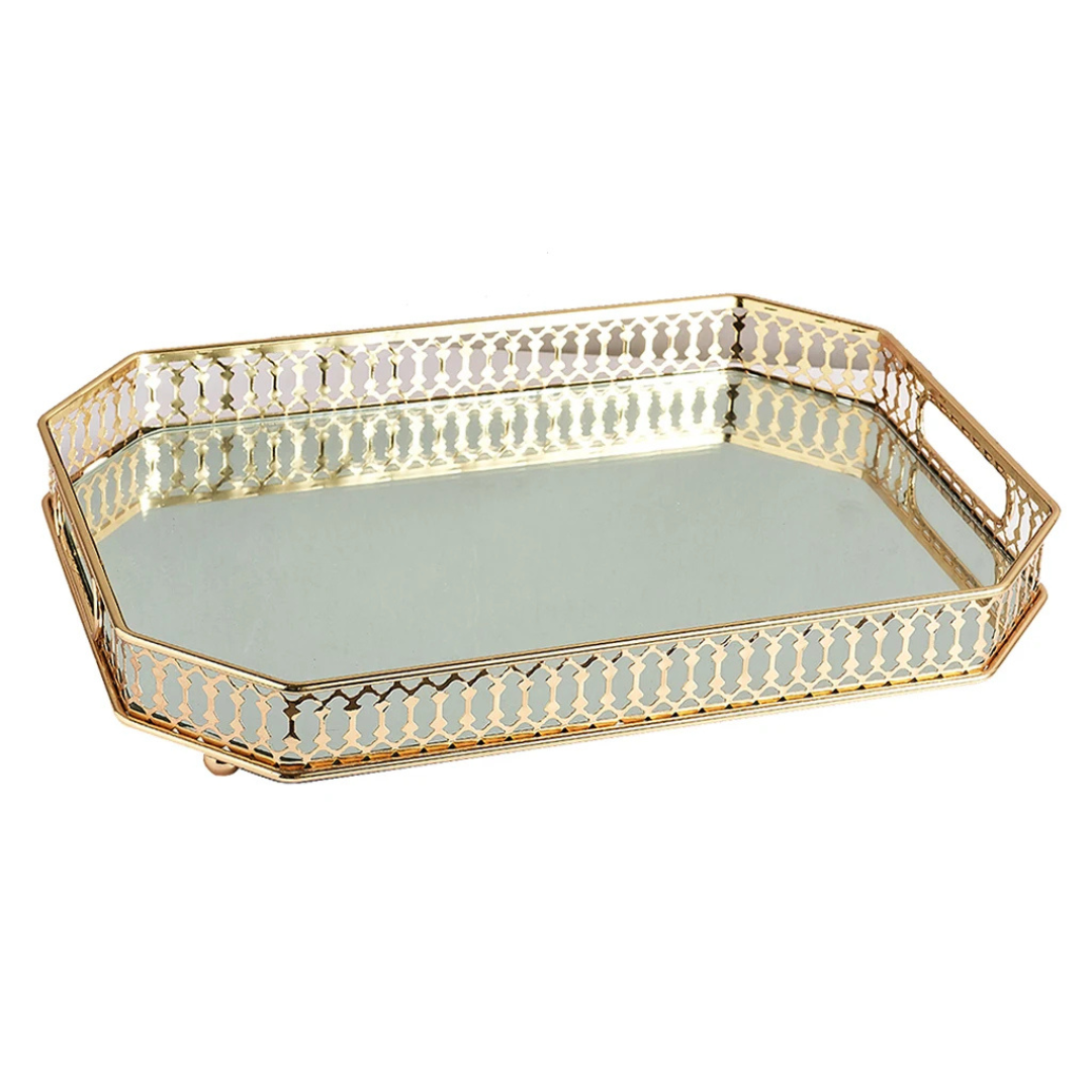 Bandeja Espelhada Luxuosa Vintage - Elegância na Organização