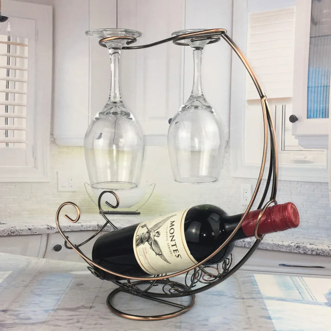 Suporte Criativo em Aço Inoxidável para Vinhos - Elegância para seu Bar