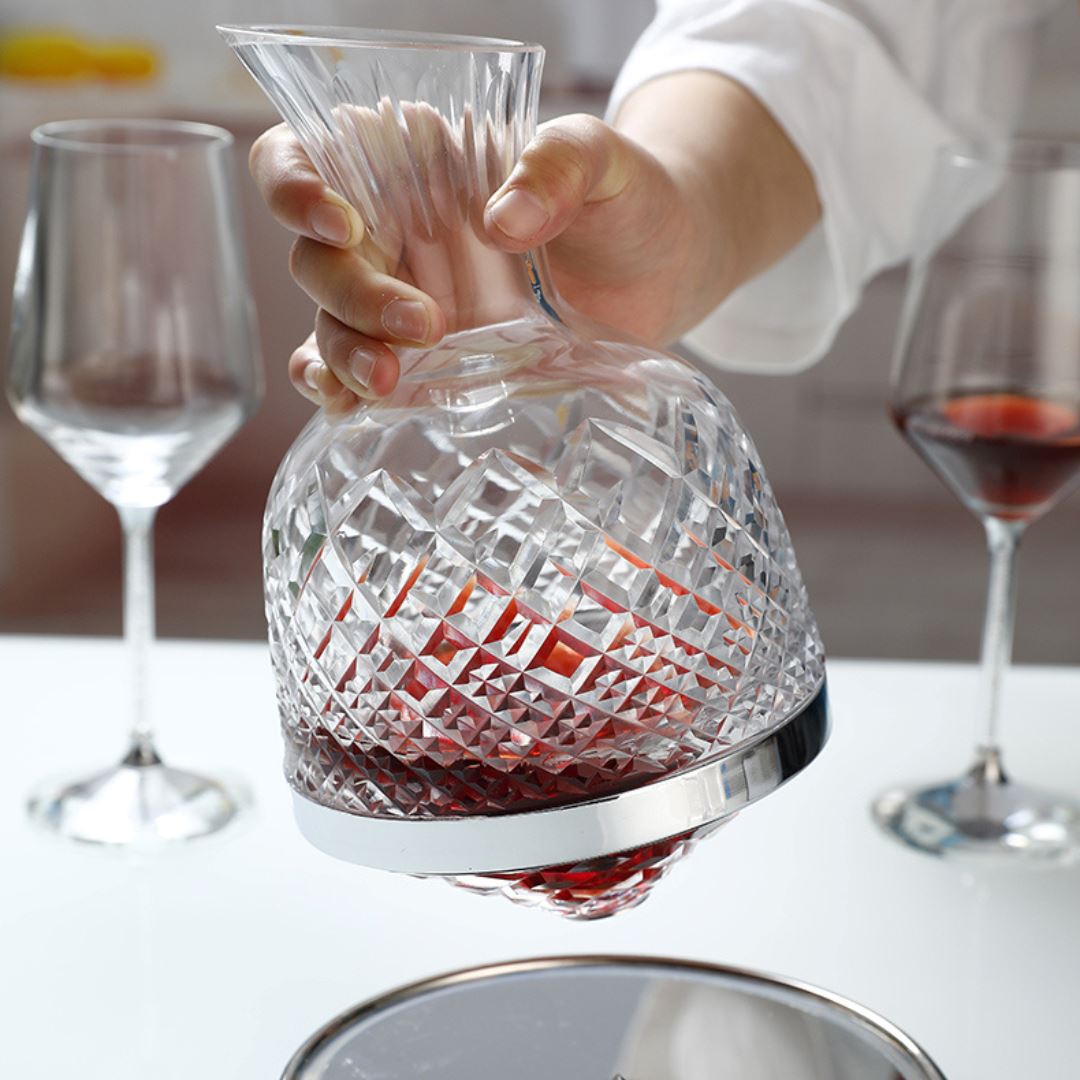 Aerador de Vinho Giratório em Cristal - Elegância em Rotatividade Vinho018 Cozinha com Estilo 