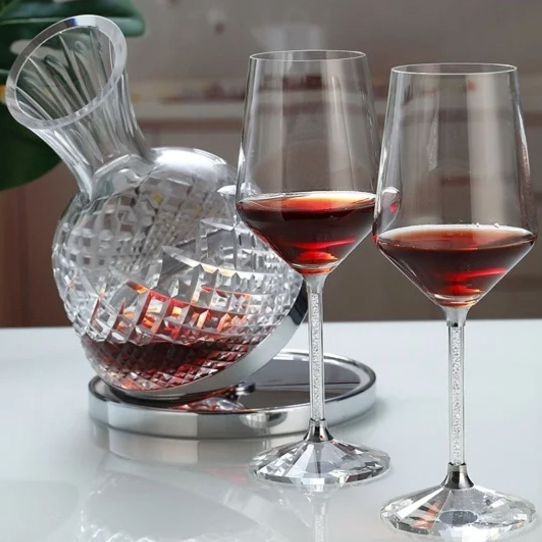 Aerador de Vinho Giratório em Cristal - Elegância em Rotatividade Vinho018 Cozinha com Estilo 