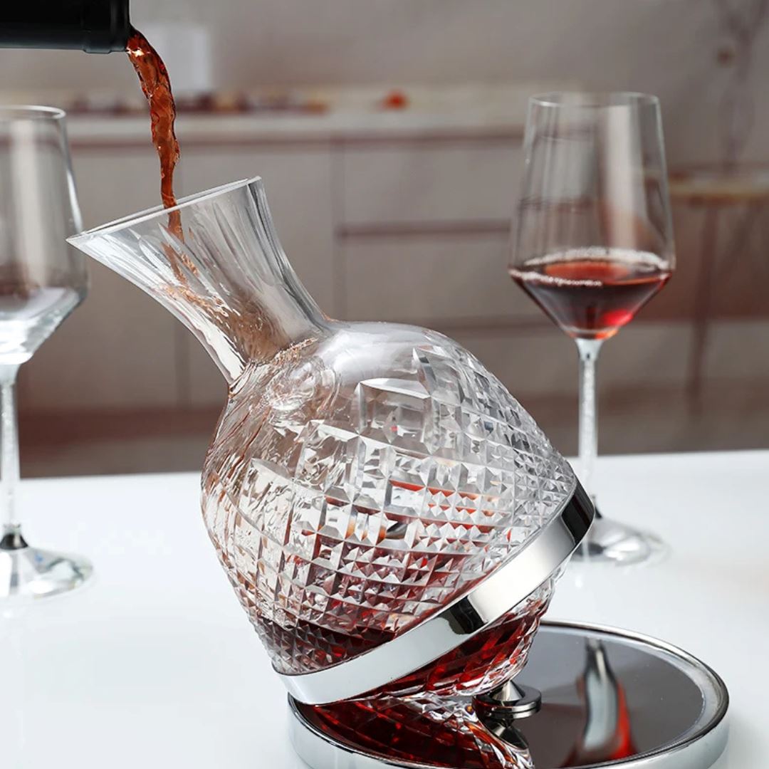 Aerador de Vinho Giratório em Cristal - Elegância em Rotatividade Vinho018 Cozinha com Estilo 