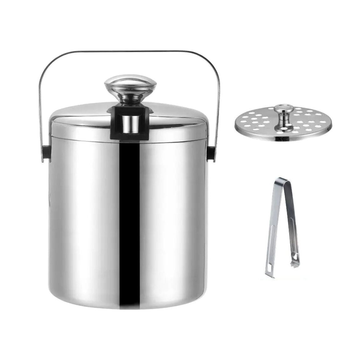 Balde de Gelo Inoxidável Dupla Camada - Mantenha suas Bebidas Geladas com Elegância Bar e Churrasco014 Cozinha com Estilo Kit 2 