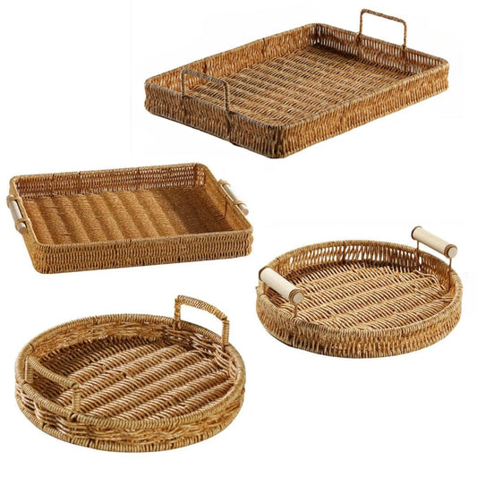 Bandeja em Plástico Estilo Bambu com Alça - Praticidade e Elegância para sua Cozinha Bambu001 Cozinha com Estilo 