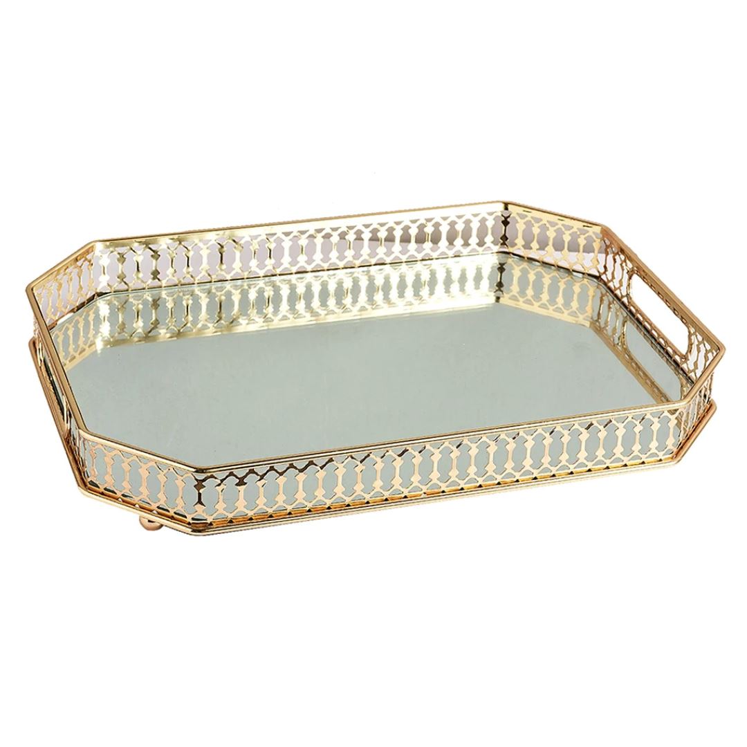 Bandeja Espelhada Luxuosa Vintage - Elegância na Organização Decoração002 Cozinha com Estilo 