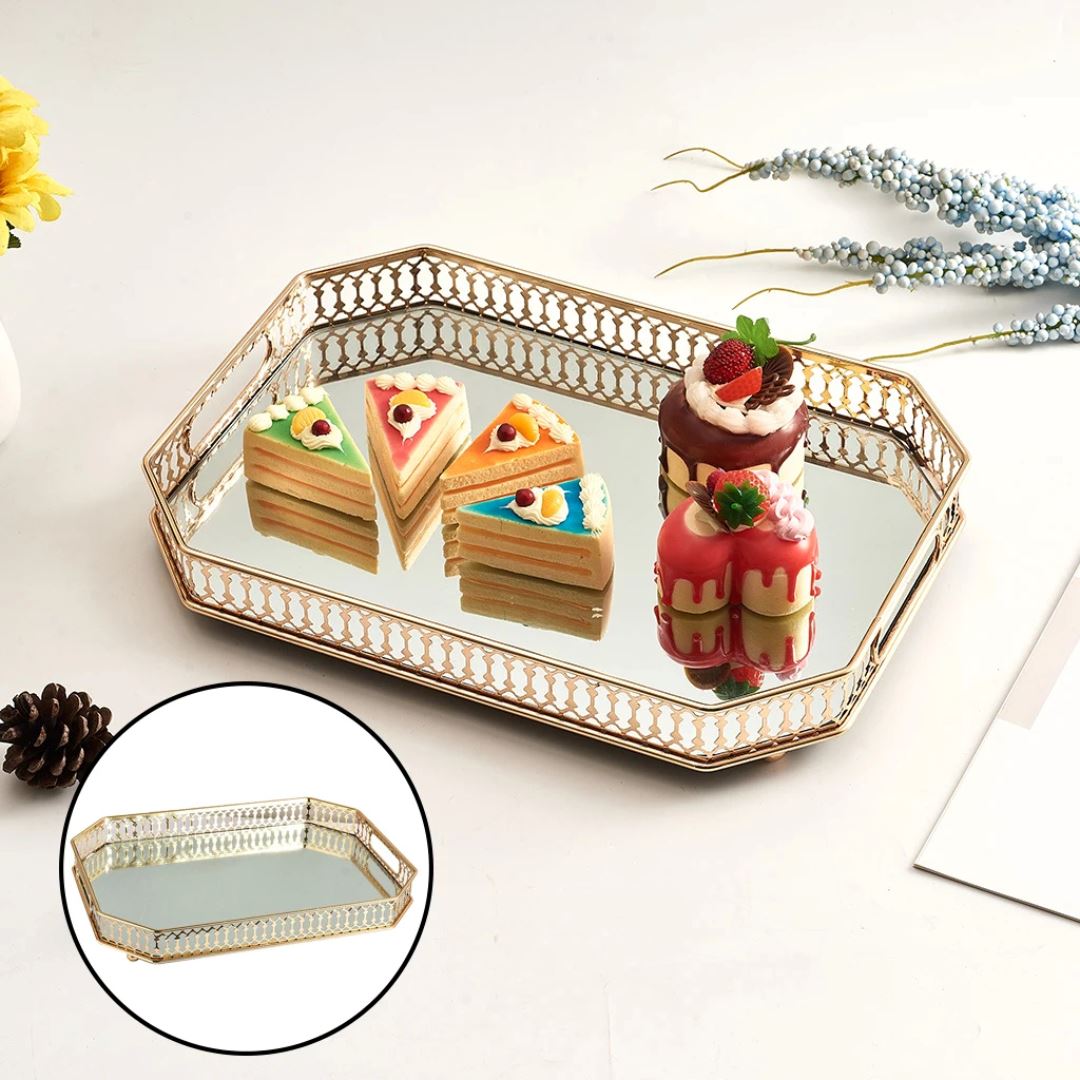 Bandeja Espelhada Luxuosa Vintage - Elegância na Organização Decoração002 Cozinha com Estilo 