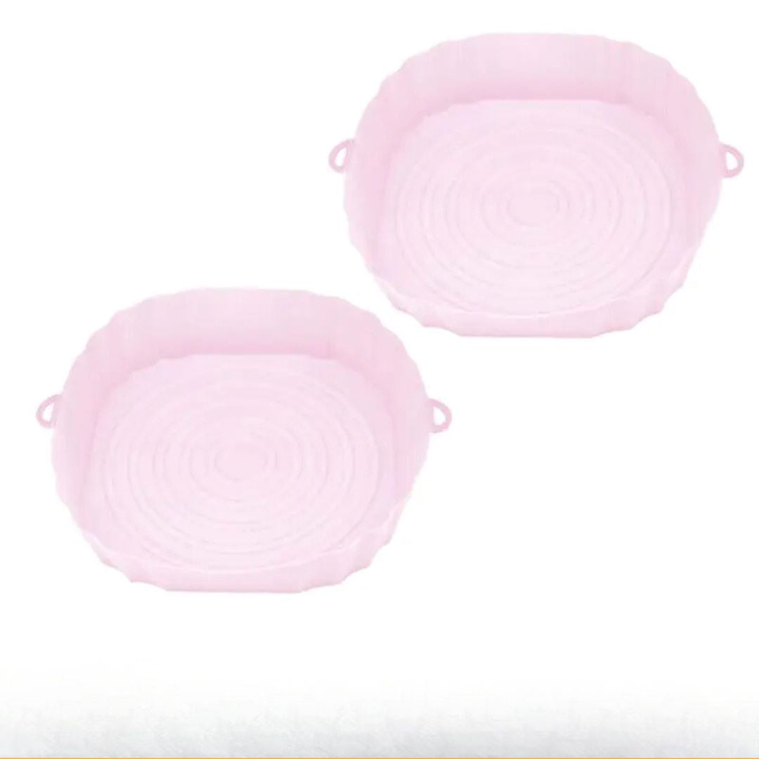 Bandeja Reutilizável de Silicone para Air Fryer - Facilidade na Limpeza Forno e Fogão001 Cozinha com Estilo Rosa (02 Unidades) 