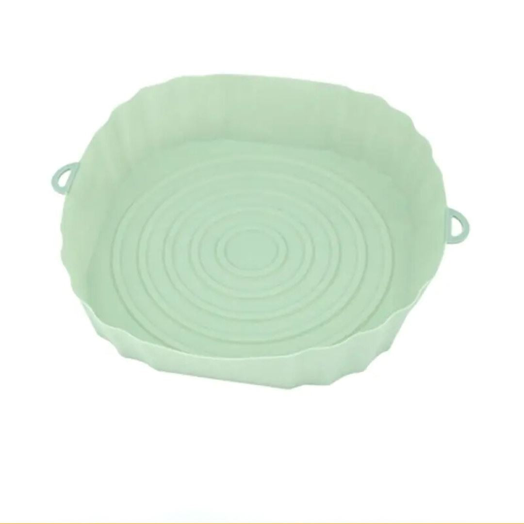 Bandeja Reutilizável de Silicone para Air Fryer - Facilidade na Limpeza Forno e Fogão001 Cozinha com Estilo Verde (01 Unidade) 