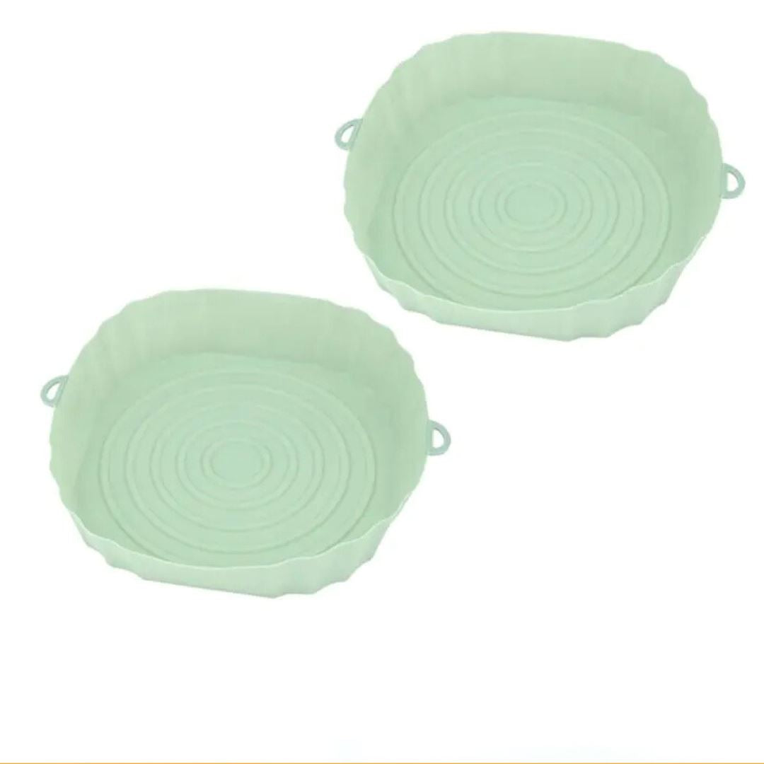 Bandeja Reutilizável de Silicone para Air Fryer - Facilidade na Limpeza Forno e Fogão001 Cozinha com Estilo Verde (02 Unidades) 