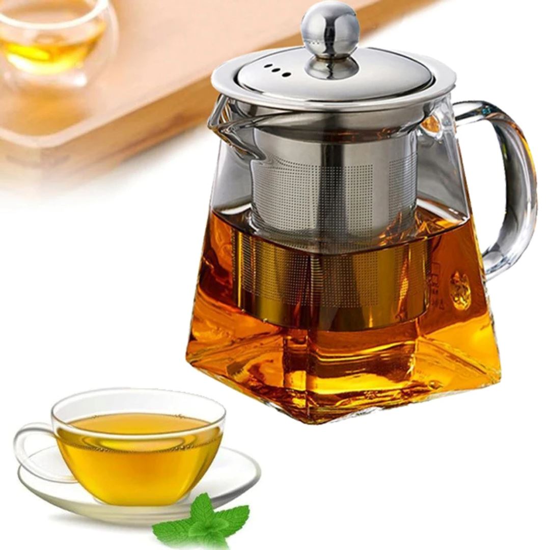 Bule de Vidro Térmico com Infusor Inoxidável - Elegância e Praticidade para seu Chá Clube do Chá002 Cozinha com Estilo 